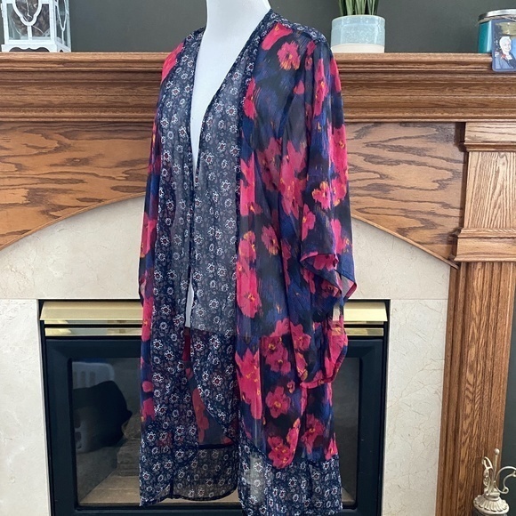 Hollister Floral Boho‎ Open Front Kimono Cardigan Sz. OS - Picture 2 of 12